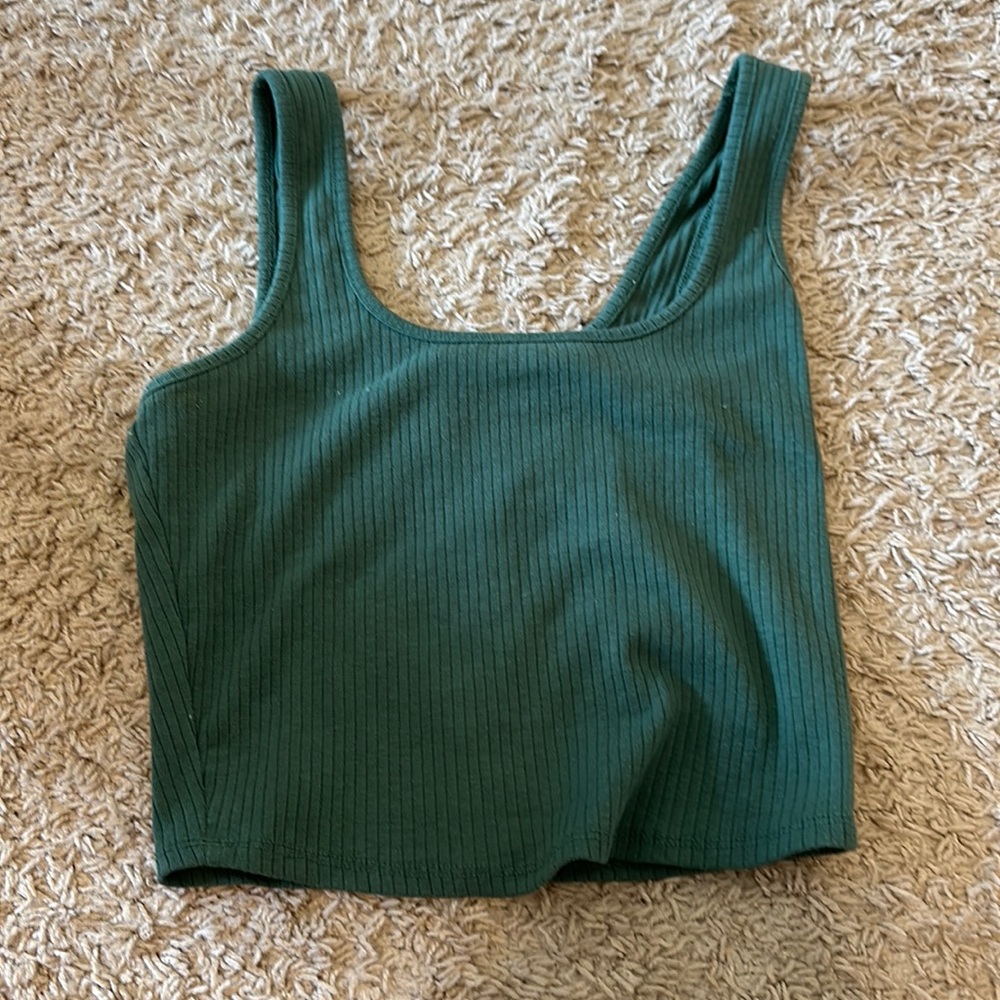 Square neck green tank top